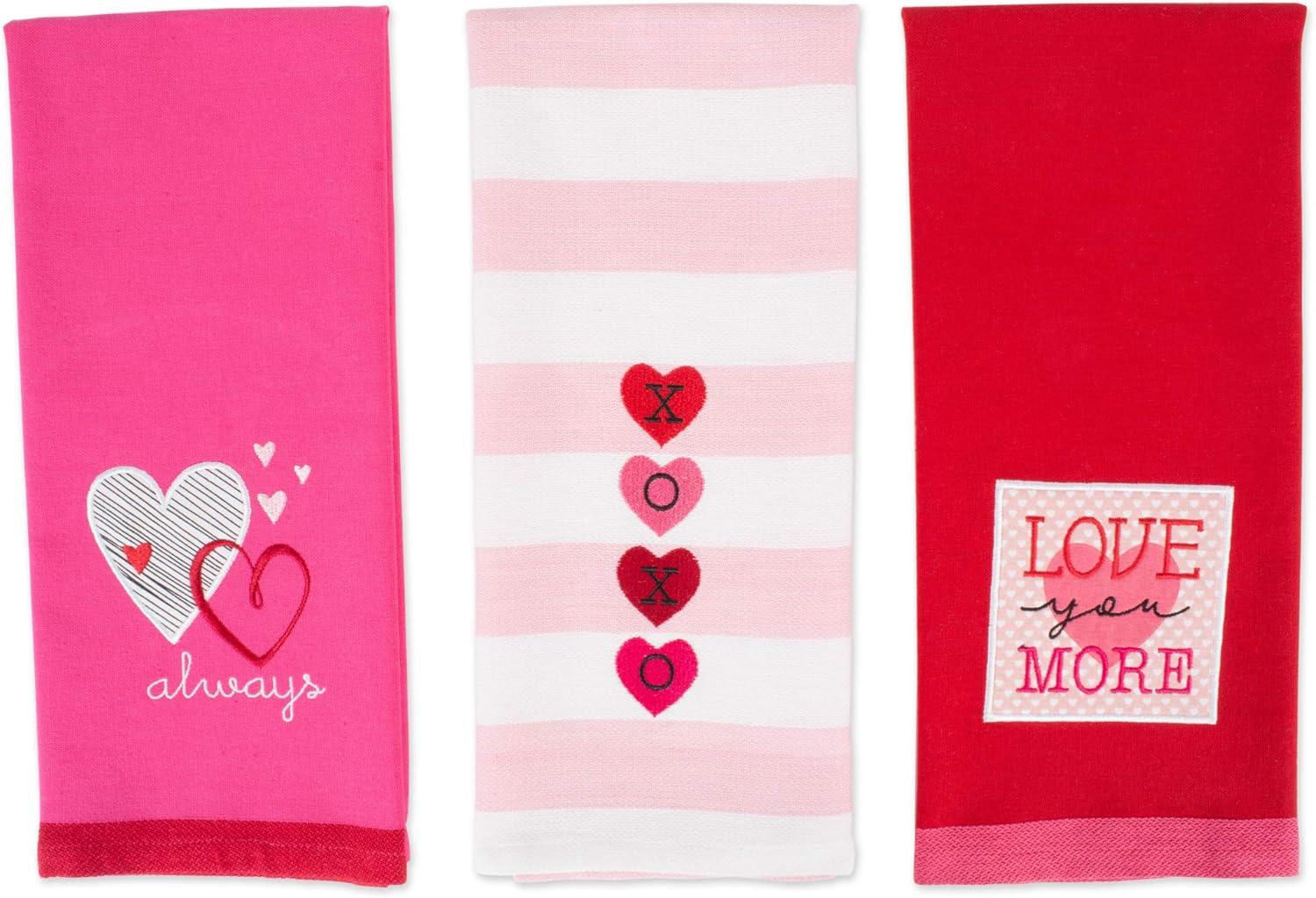 imageDII Valentines Day Collection Kitchen Dishtowel Set 18x28 Embellished Hearts 3 PieceEmbellished Hearts