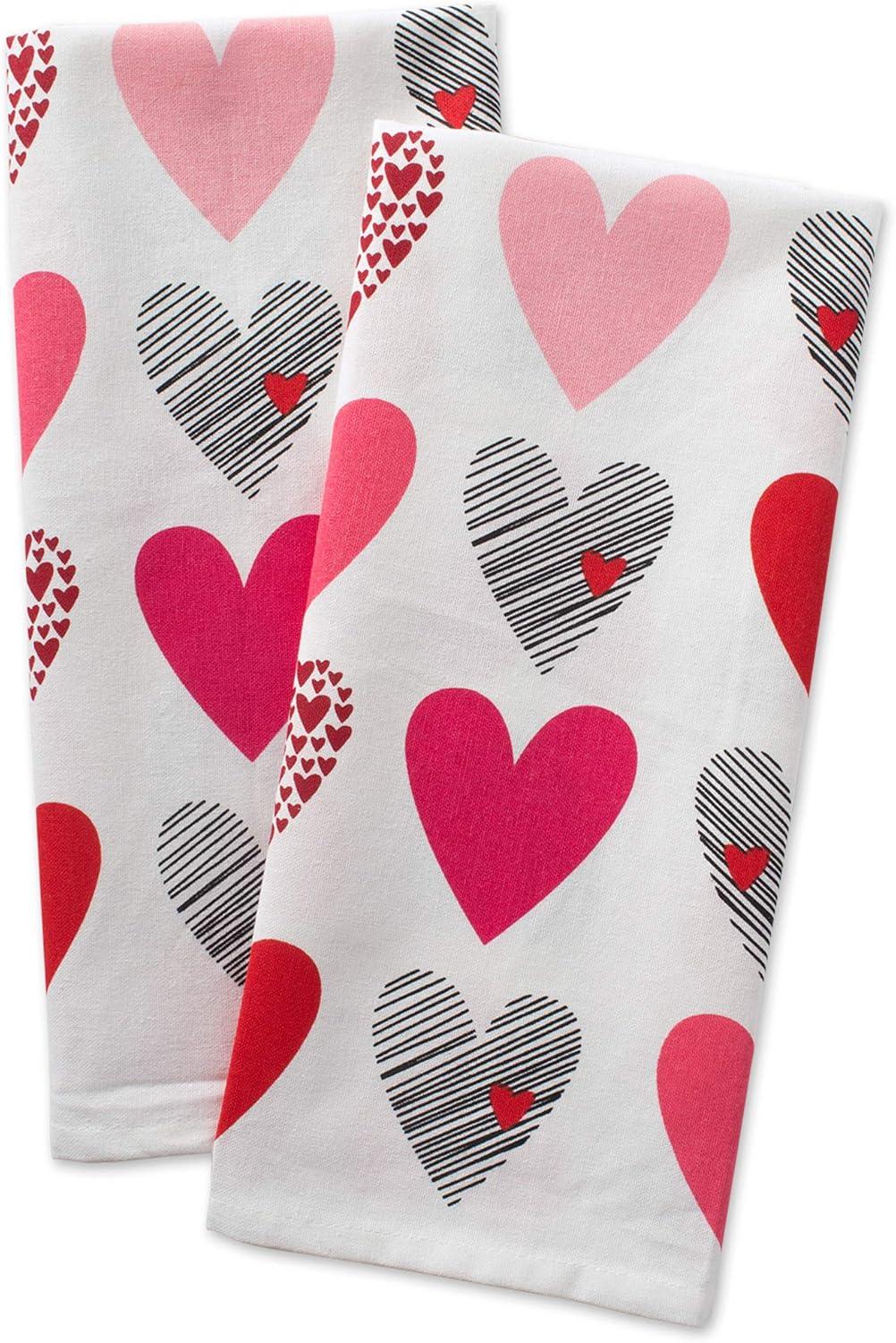 imageDII Valentines Day Collection Kitchen Dishtowel Set 18x28 Embellished Hearts 3 PieceHearts Collage