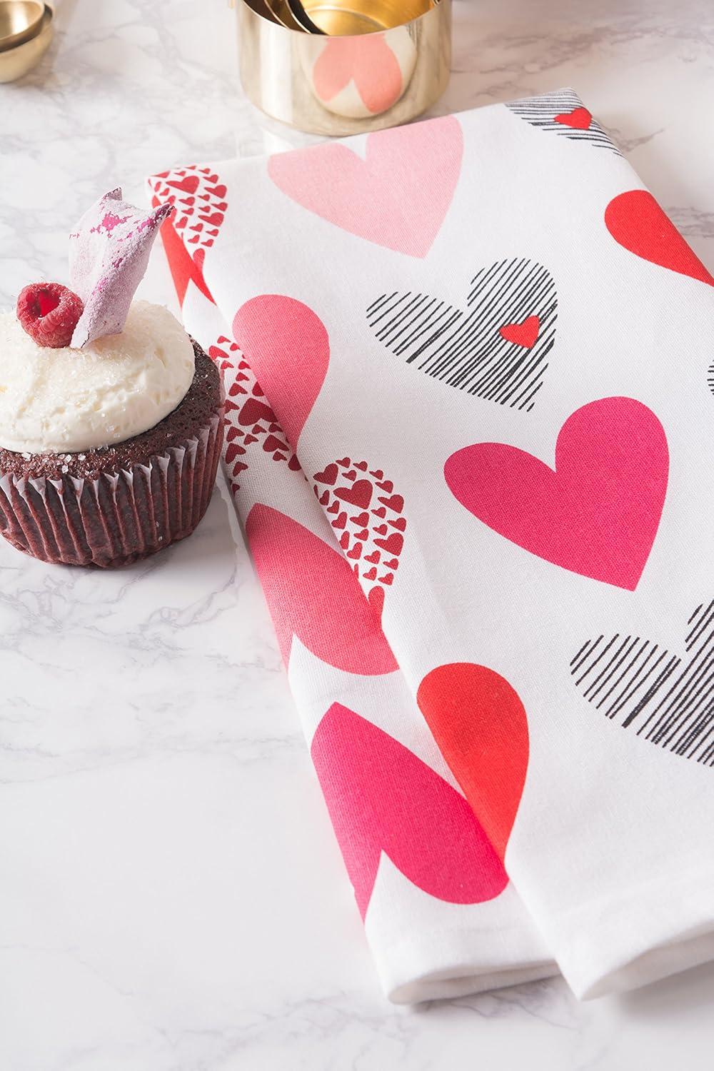 imageDII Valentines Day Collection Kitchen Dishtowel Set 18x28 Embellished Hearts 3 PieceHearts Collage