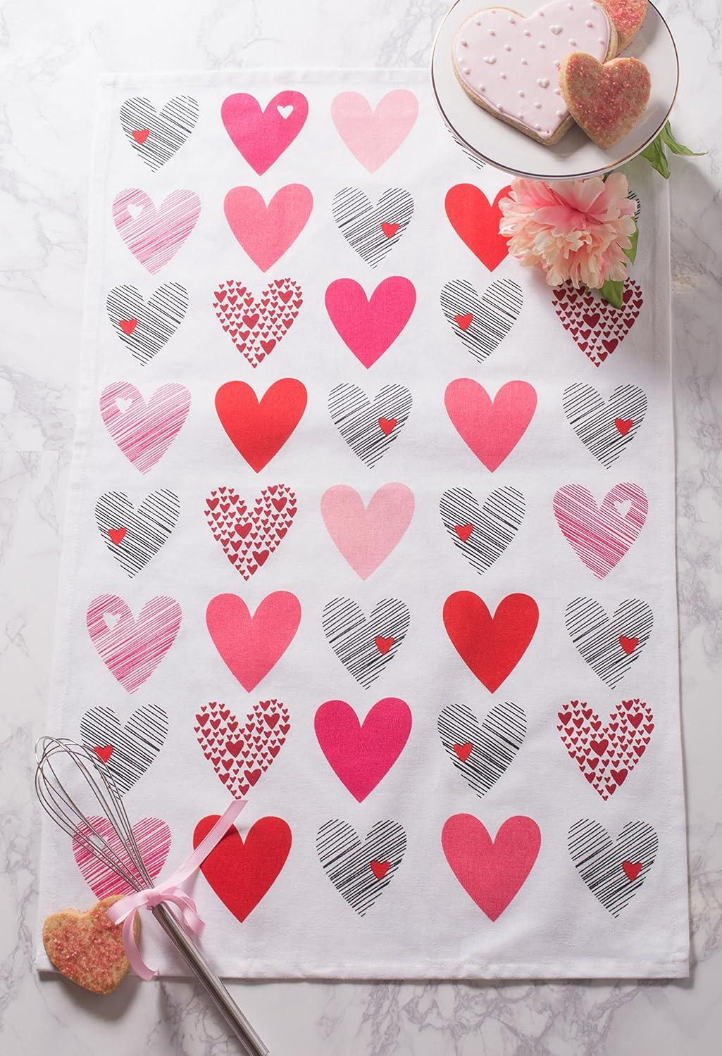 imageDII Valentines Day Collection Kitchen Dishtowel Set 18x28 Embellished Hearts 3 PieceHearts Collage