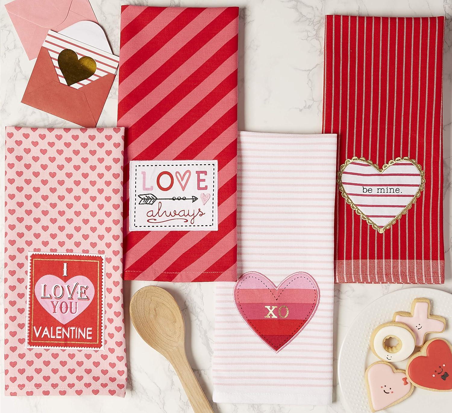 imageDII Valentines Day Collection Kitchen Dishtowel Set 18x28 Embellished Hearts 3 PieceLove