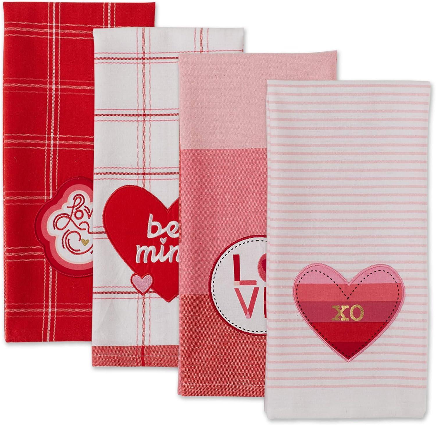 imageDII Valentines Day Collection Kitchen Dishtowel Set 18x28 Embellished Hearts 3 PieceLove Assorted
