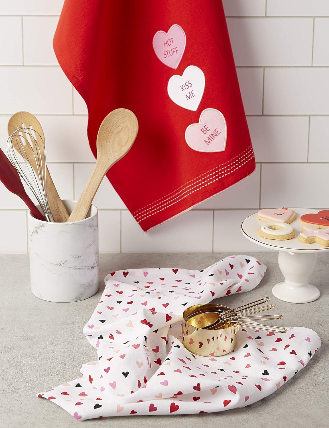 imageDII Valentines Day Collection Kitchen Dishtowel Set 18x28 Embellished Hearts 3 PieceSweet Talk