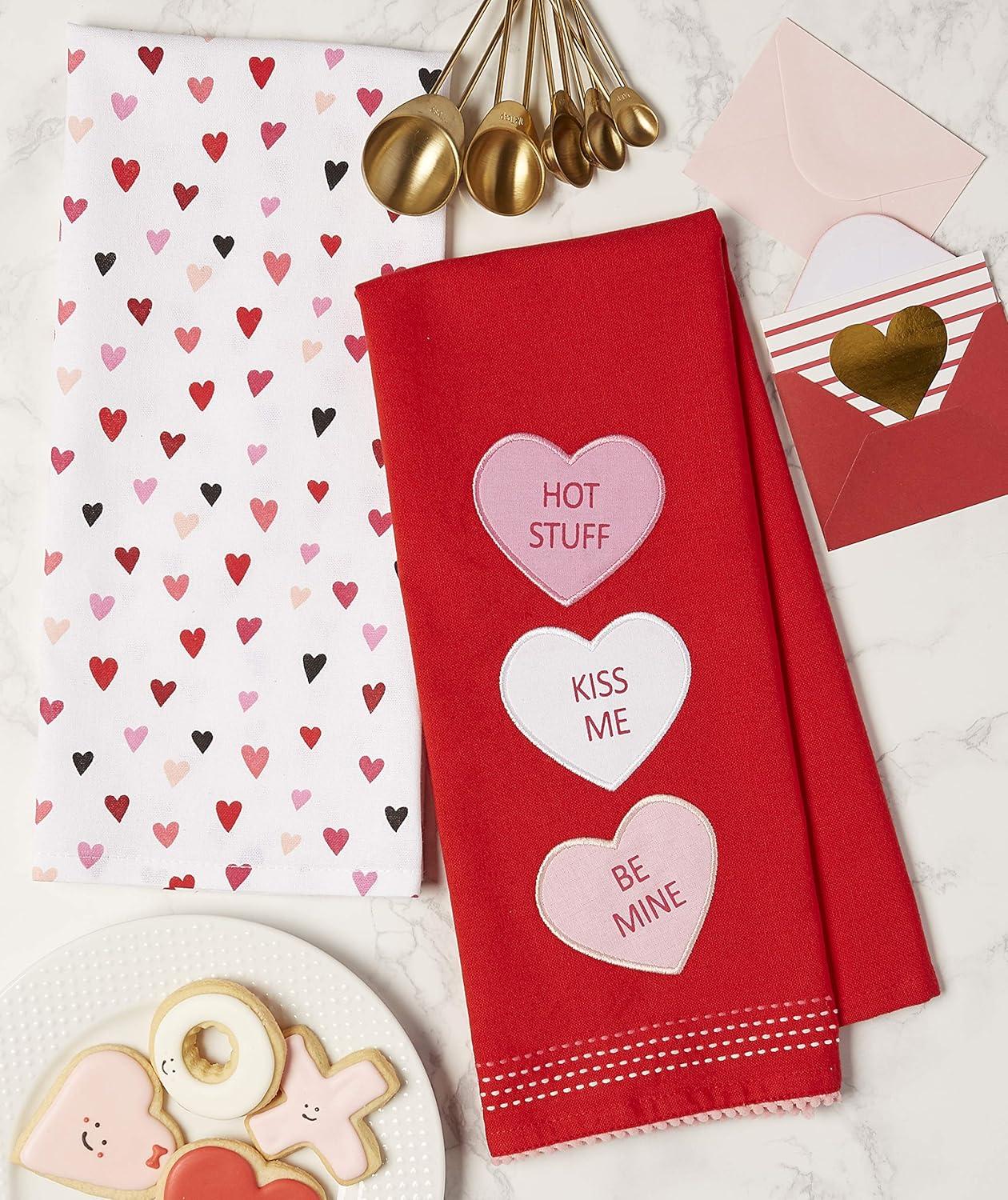 imageDII Valentines Day Collection Kitchen Dishtowel Set 18x28 Embellished Hearts 3 PieceSweet Talk