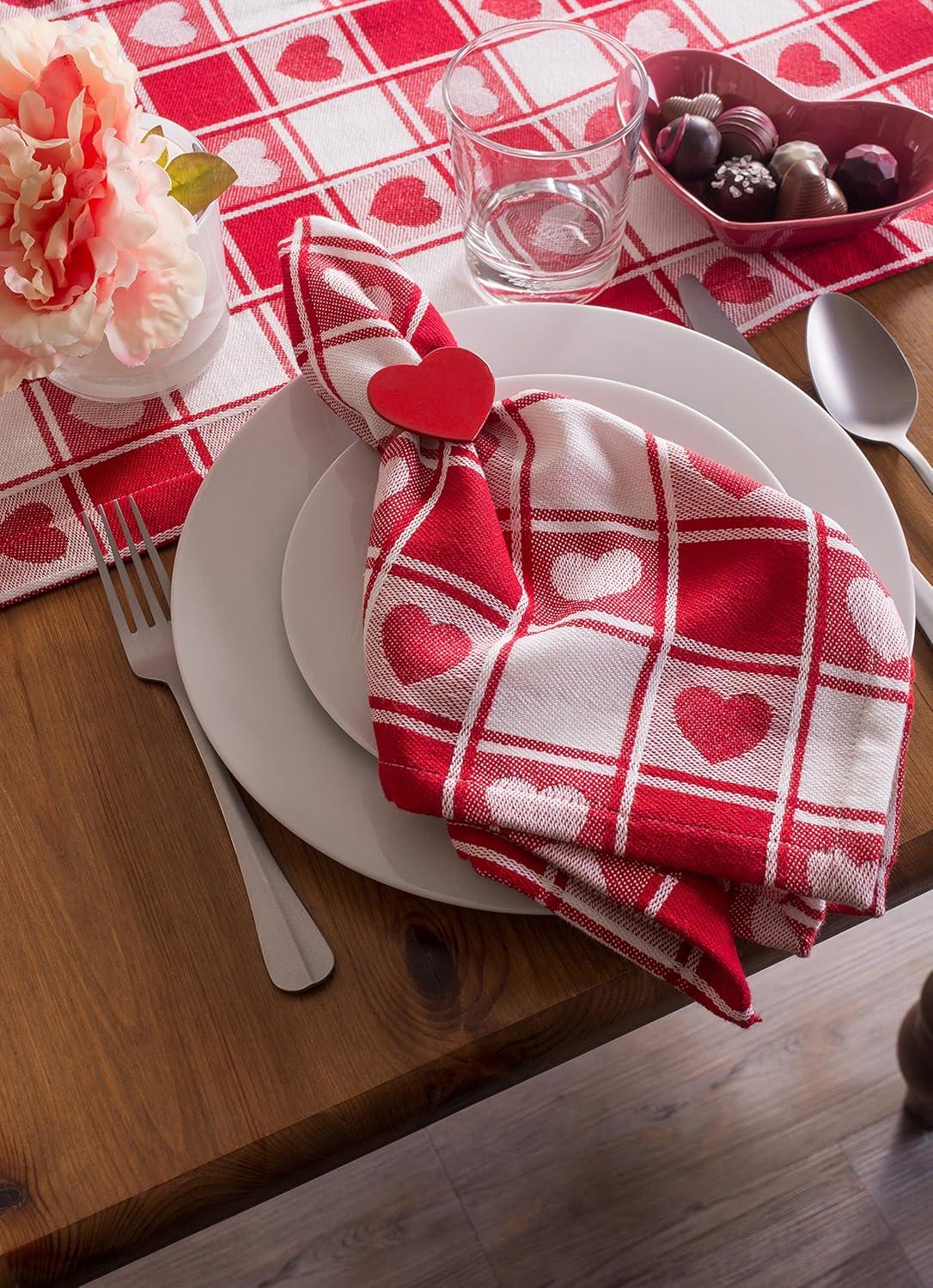 imageDII Valentines Day Collection Napkin Set 20x20 Checkered Heart 6 PieceCheckered Heart
