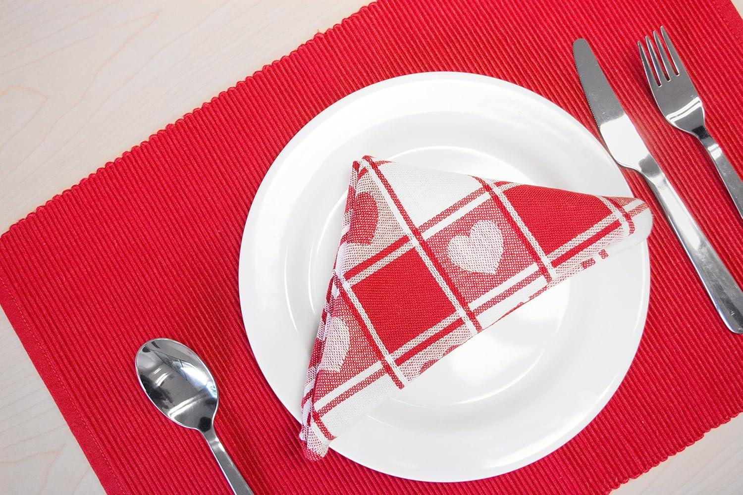 imageDII Valentines Day Collection Napkin Set 20x20 Checkered Heart 6 PieceCheckered Heart