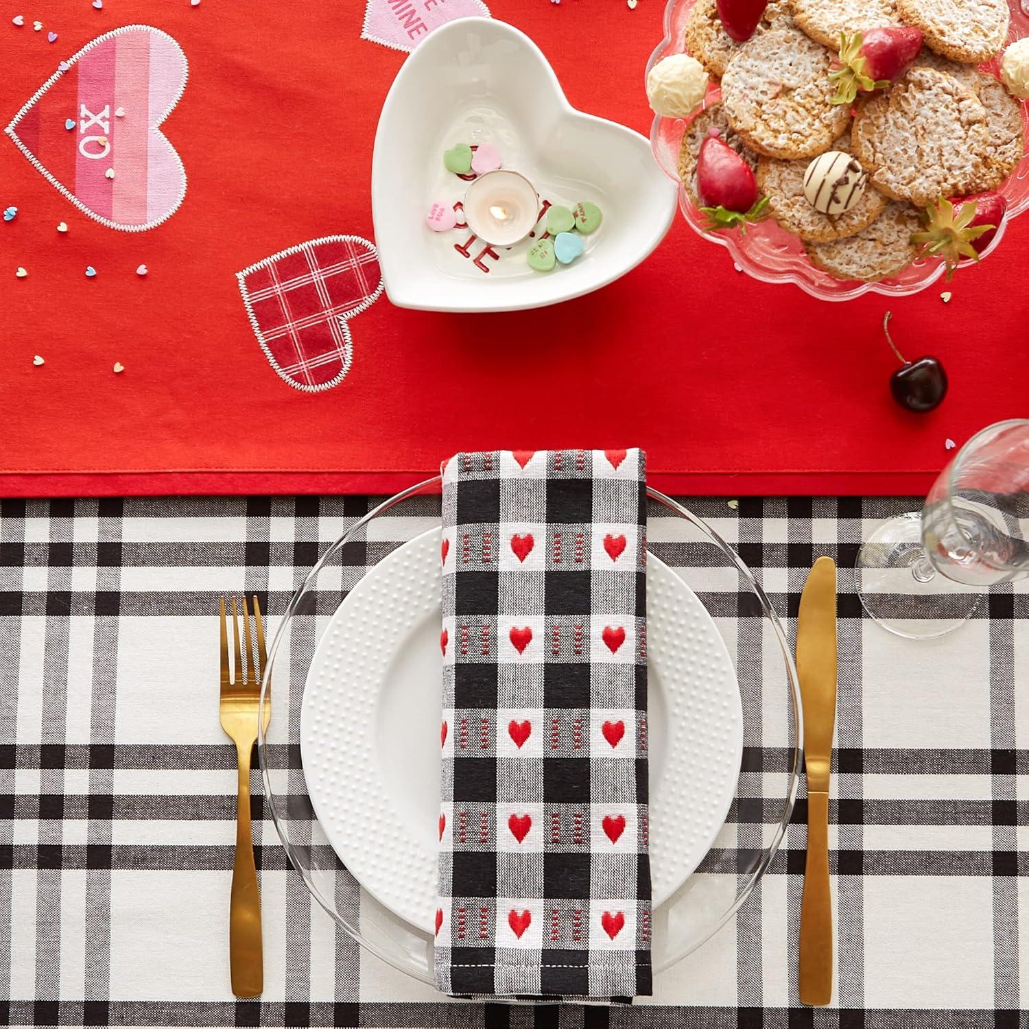 imageDII Valentines Day Collection Napkin Set 20x20 Checkered Heart 6 PieceDobby Hearts Check