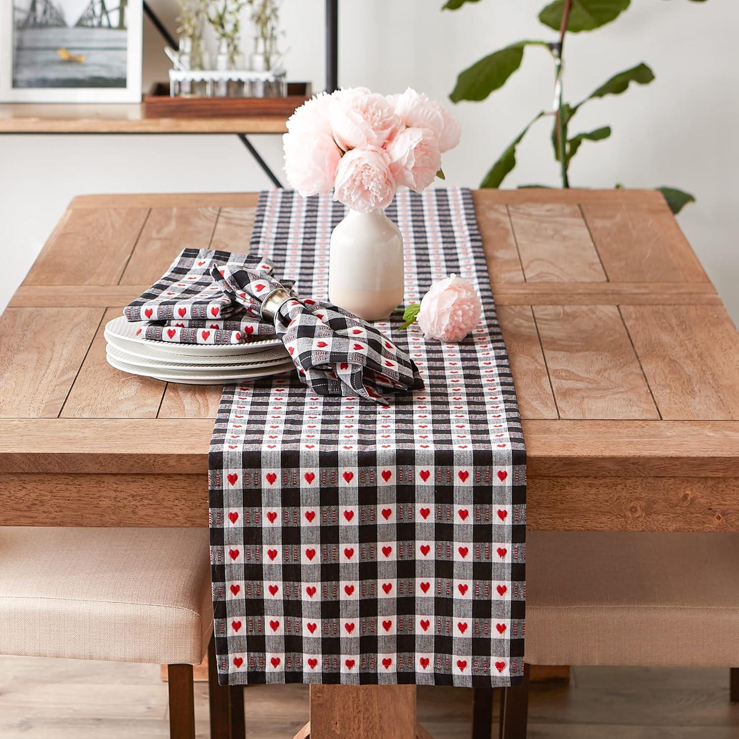 imageDII Valentines Day Collection Napkin Set 20x20 Checkered Heart 6 PieceDobby Hearts Check