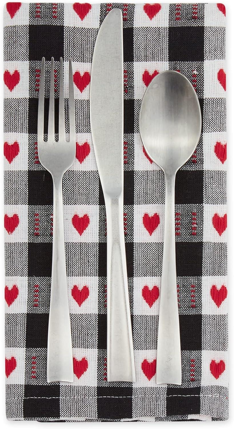 imageDII Valentines Day Collection Napkin Set 20x20 Checkered Heart 6 PieceDobby Hearts Check