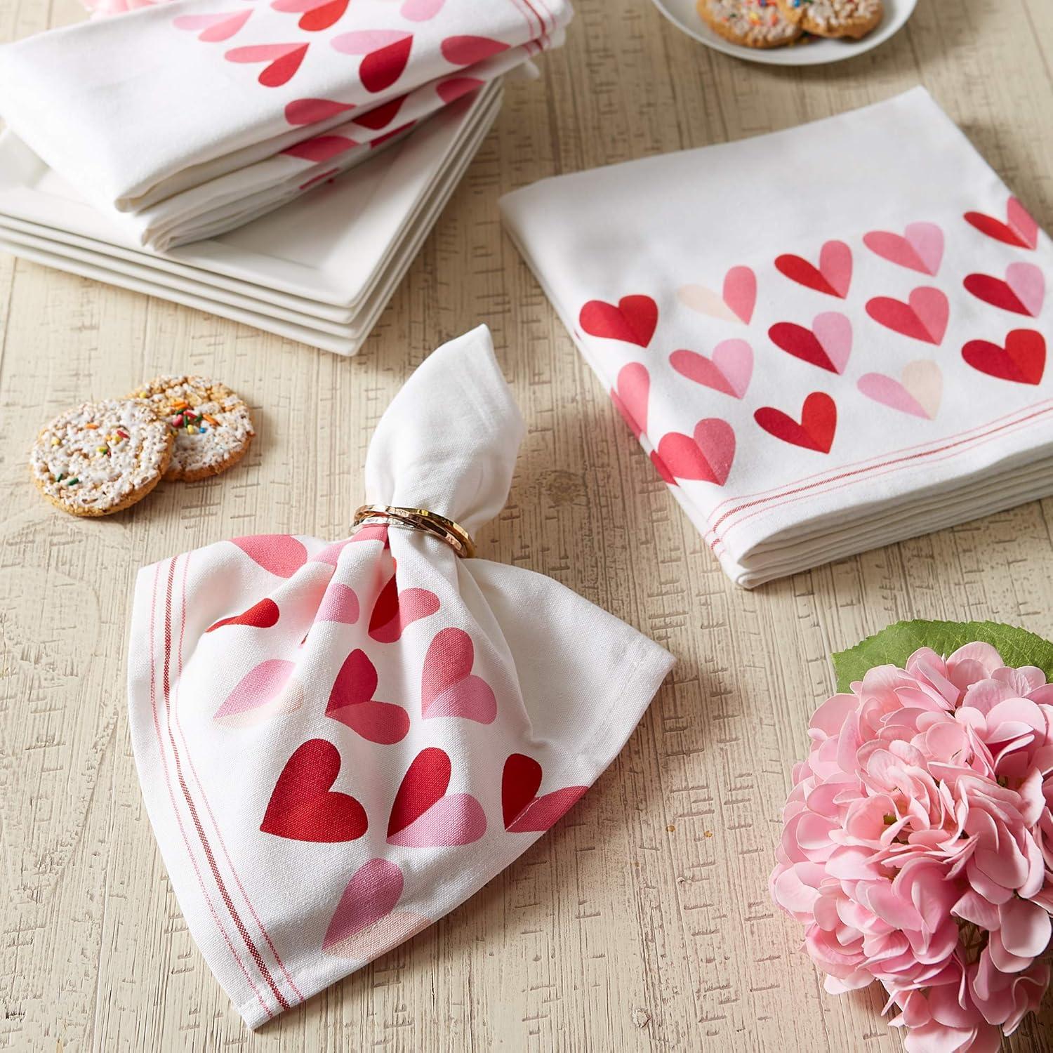 imageDII Valentines Day Collection Napkin Set 20x20 Checkered Heart 6 PieceTwo Hearts