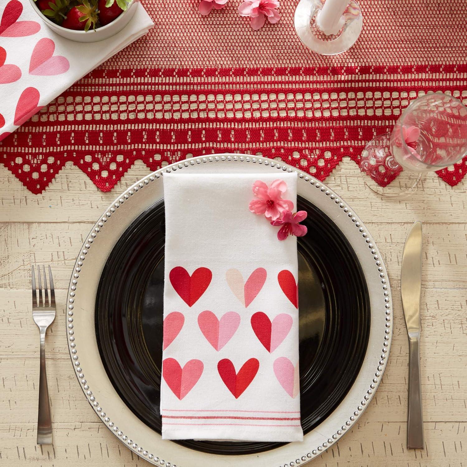 imageDII Valentines Day Collection Napkin Set 20x20 Checkered Heart 6 PieceTwo Hearts