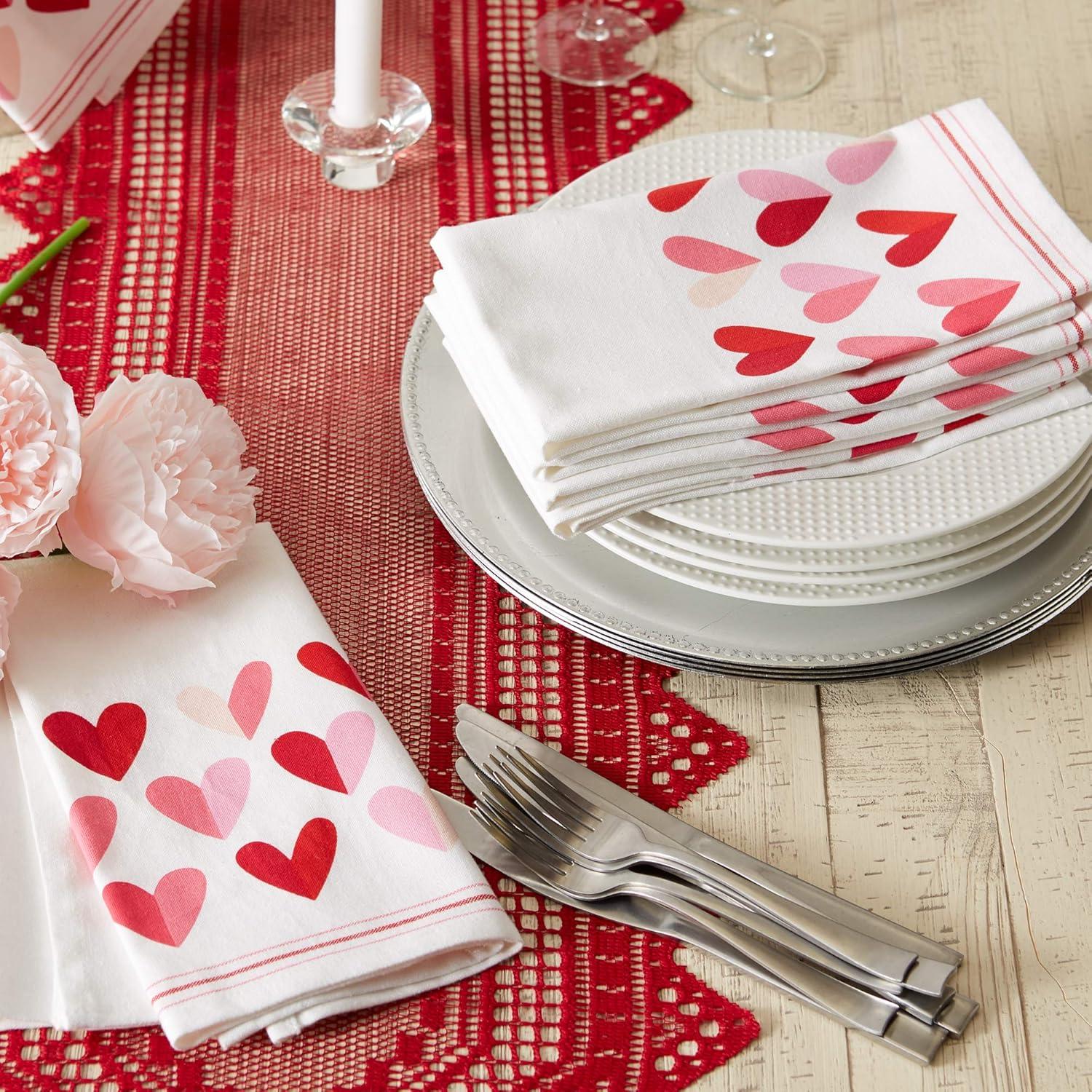 imageDII Valentines Day Collection Napkin Set 20x20 Checkered Heart 6 PieceTwo Hearts