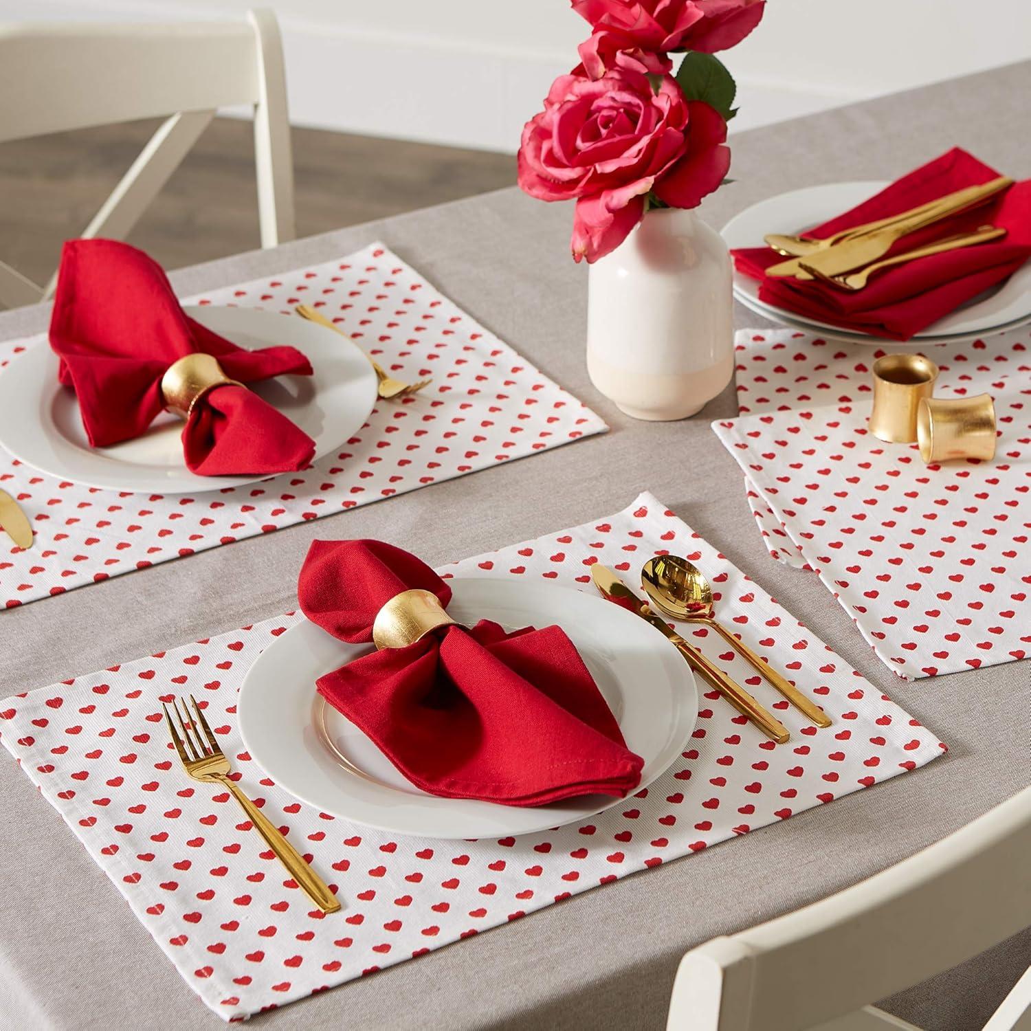imageDII Valentines Day Table Top Collection Placemat Set 13x19 Little Hearts 6 Piece