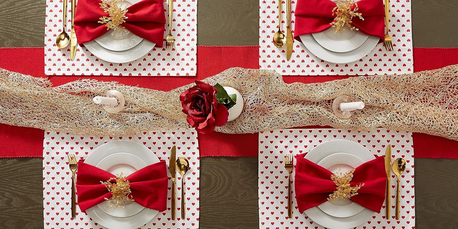 imageDII Valentines Day Table Top Collection Placemat Set 13x19 Little Hearts 6 Piece