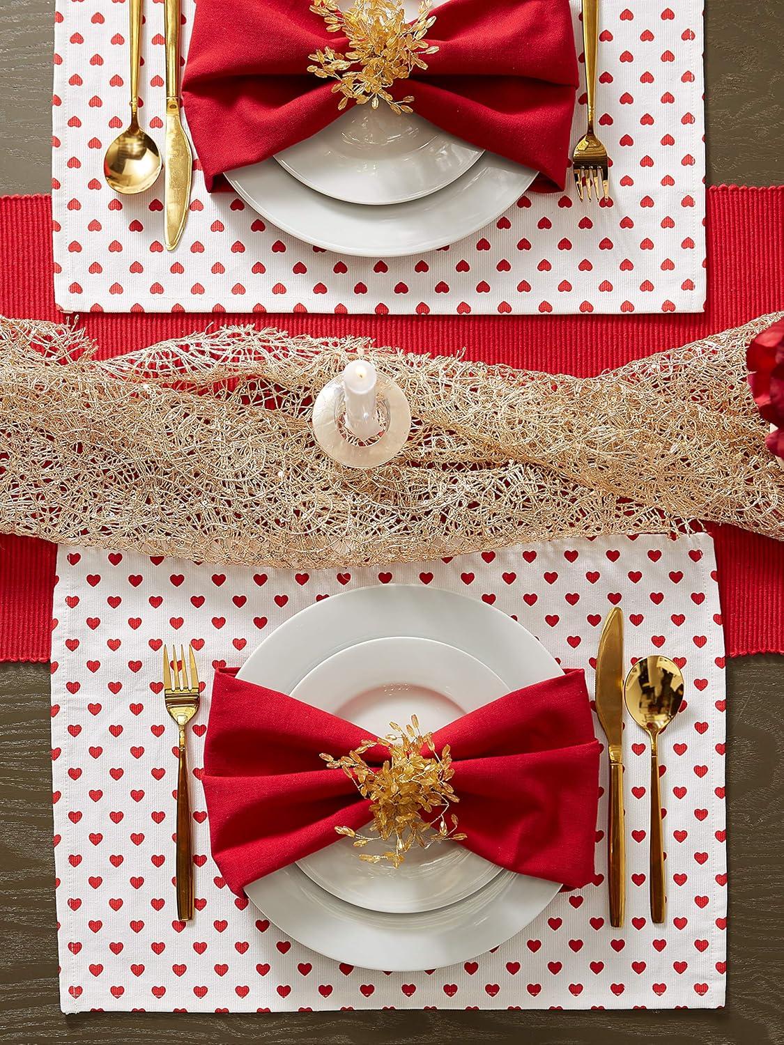 imageDII Valentines Day Table Top Collection Placemat Set 13x19 Little Hearts 6 Piece