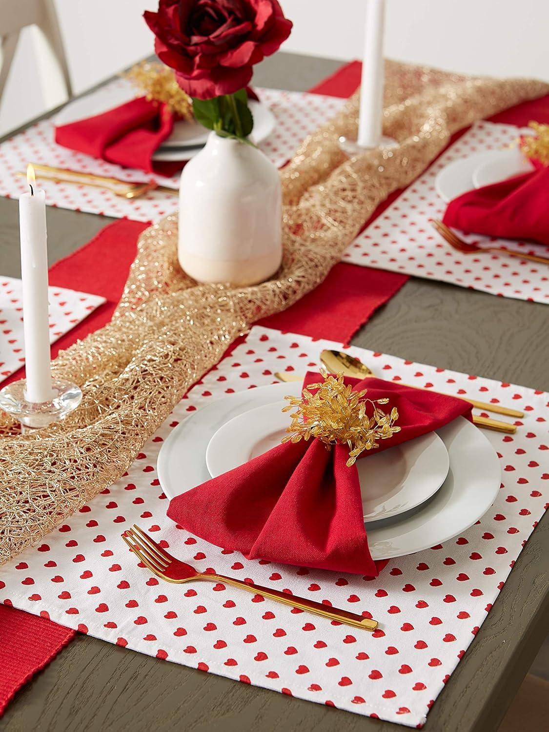 imageDII Valentines Day Table Top Collection Placemat Set 13x19 Little Hearts 6 Piece