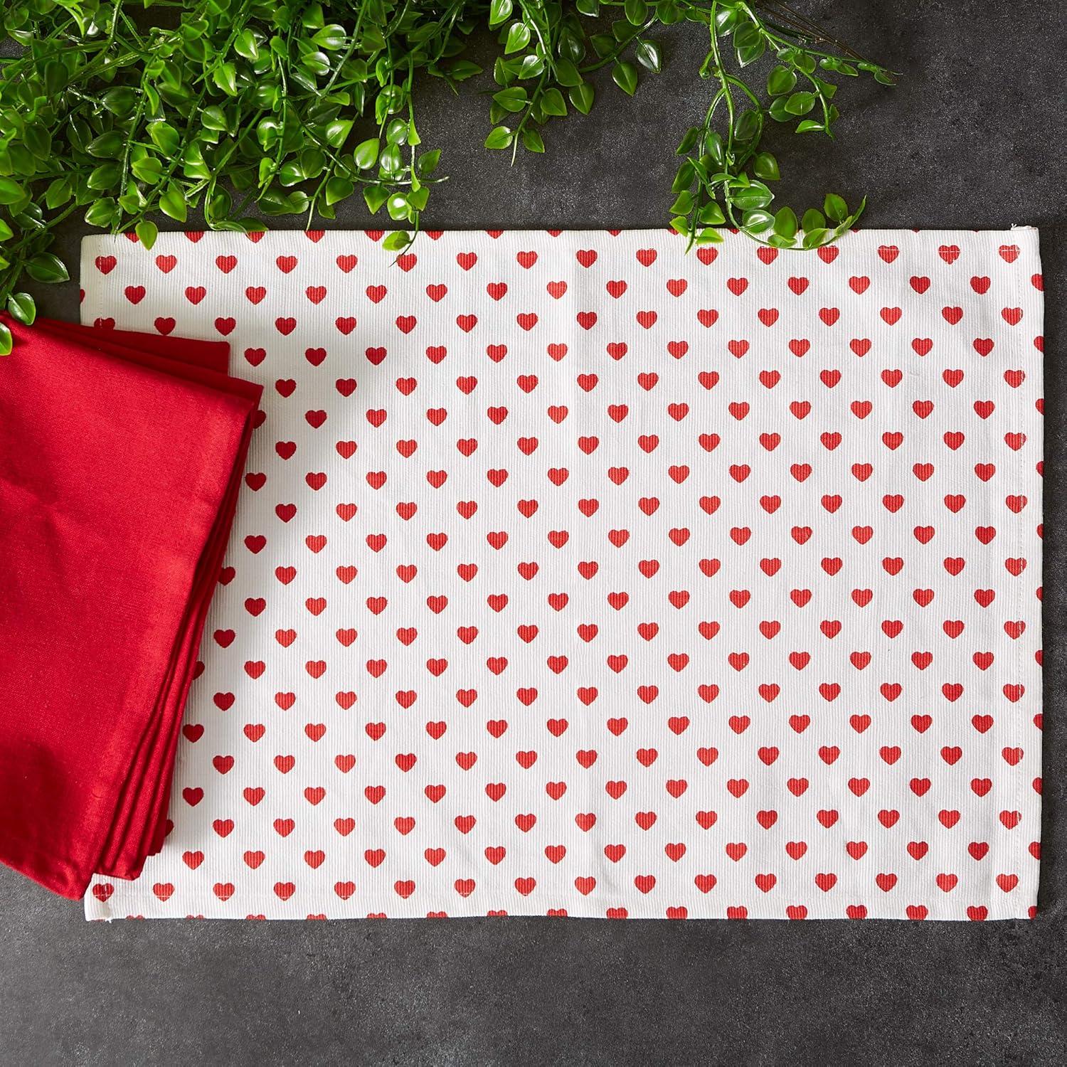 imageDII Valentines Day Table Top Collection Placemat Set 13x19 Little Hearts 6 Piece