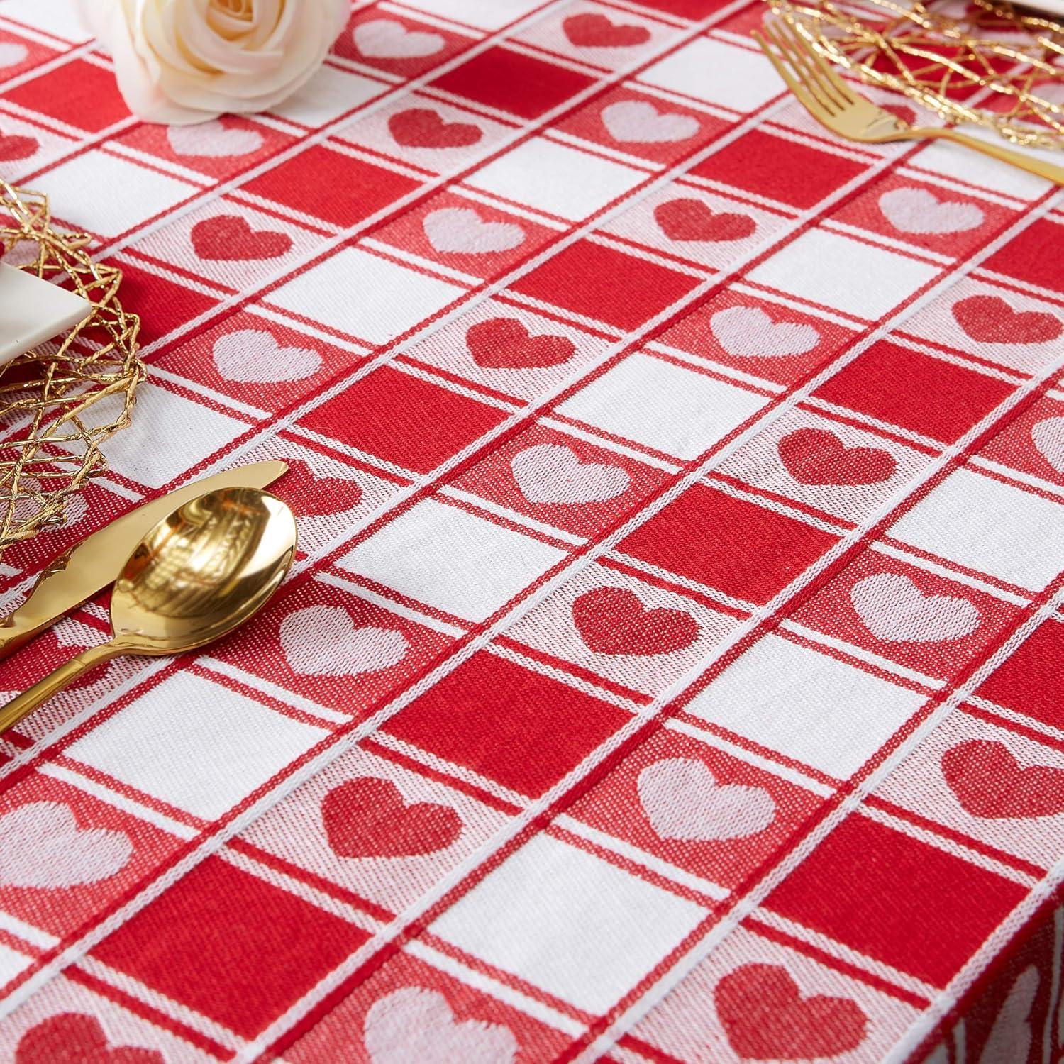 imageDII Valentines Day Tablecloth Check Collection Tablecloth 52x52 Checkered HeartsCheckered Heart