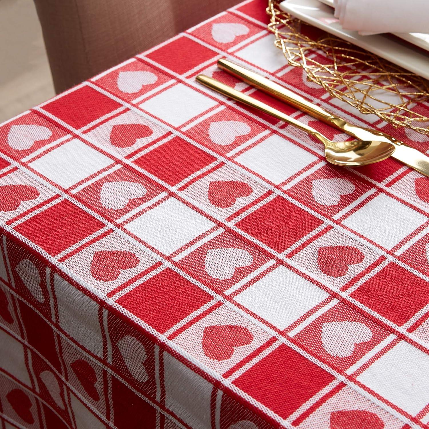 imageDII Valentines Day Tablecloth Check Collection Tablecloth 52x52 Checkered HeartsCheckered Heart