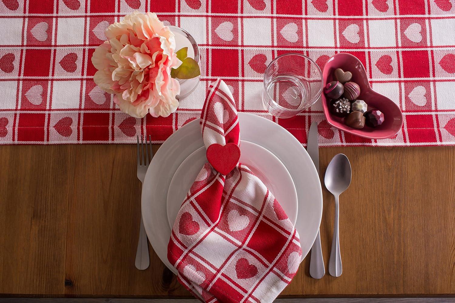 imageDII Valentines Day Tablecloth Check Collection Tablecloth 52x52 Checkered HeartsCheckered Heart