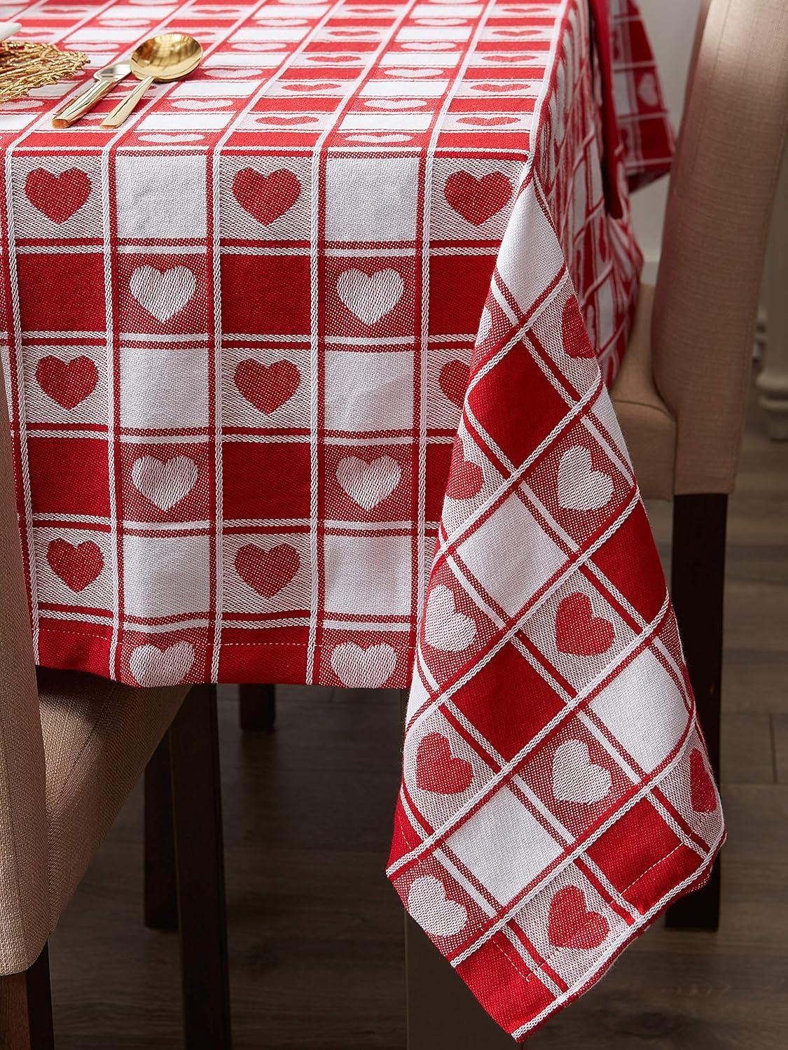 imageDII Valentines Day Tablecloth Check Collection Tablecloth 52x52 Checkered HeartsCheckered Heart