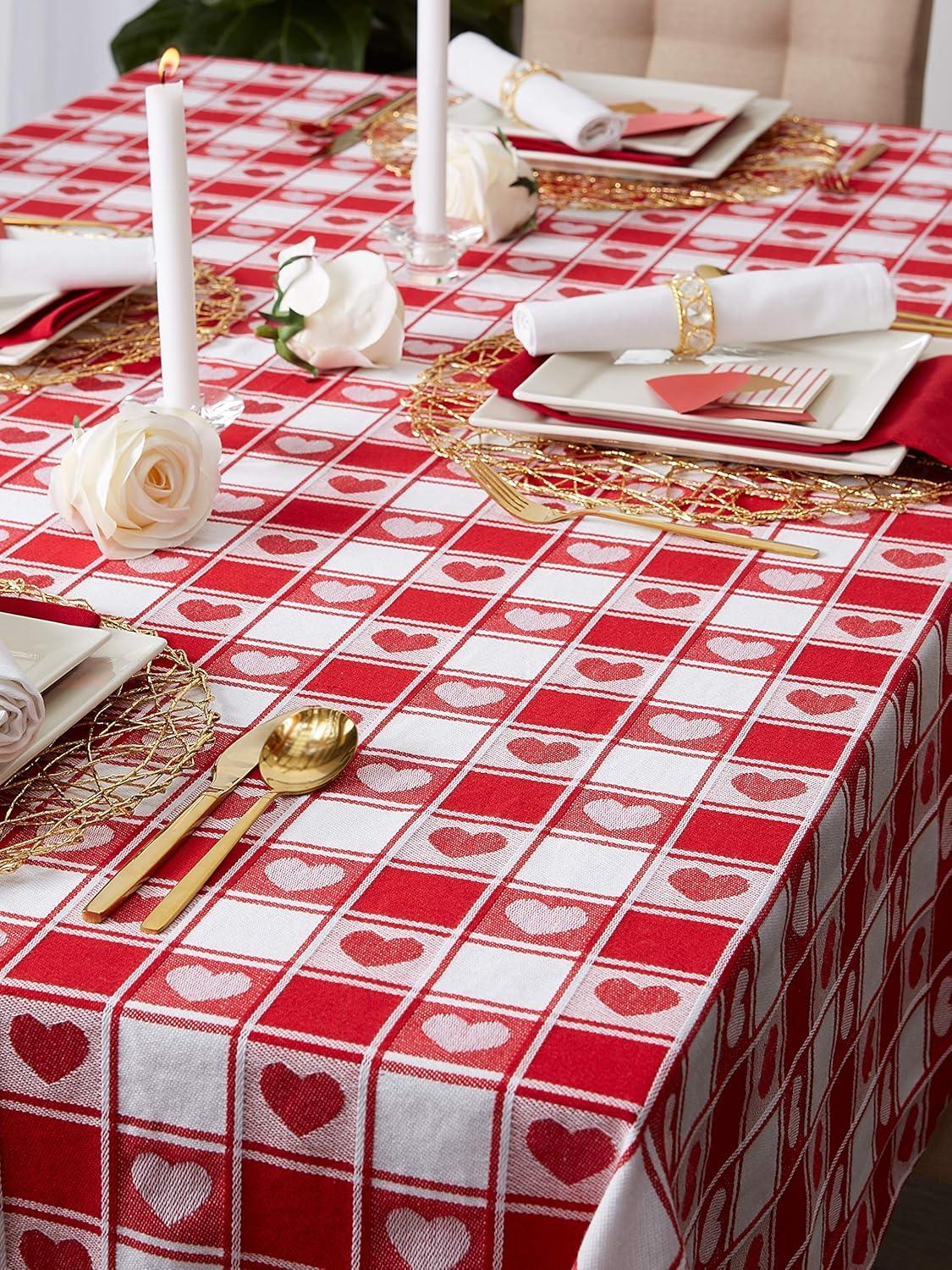 imageDII Valentines Day Tablecloth Check Collection Tablecloth 52x52 Checkered HeartsCheckered Heart
