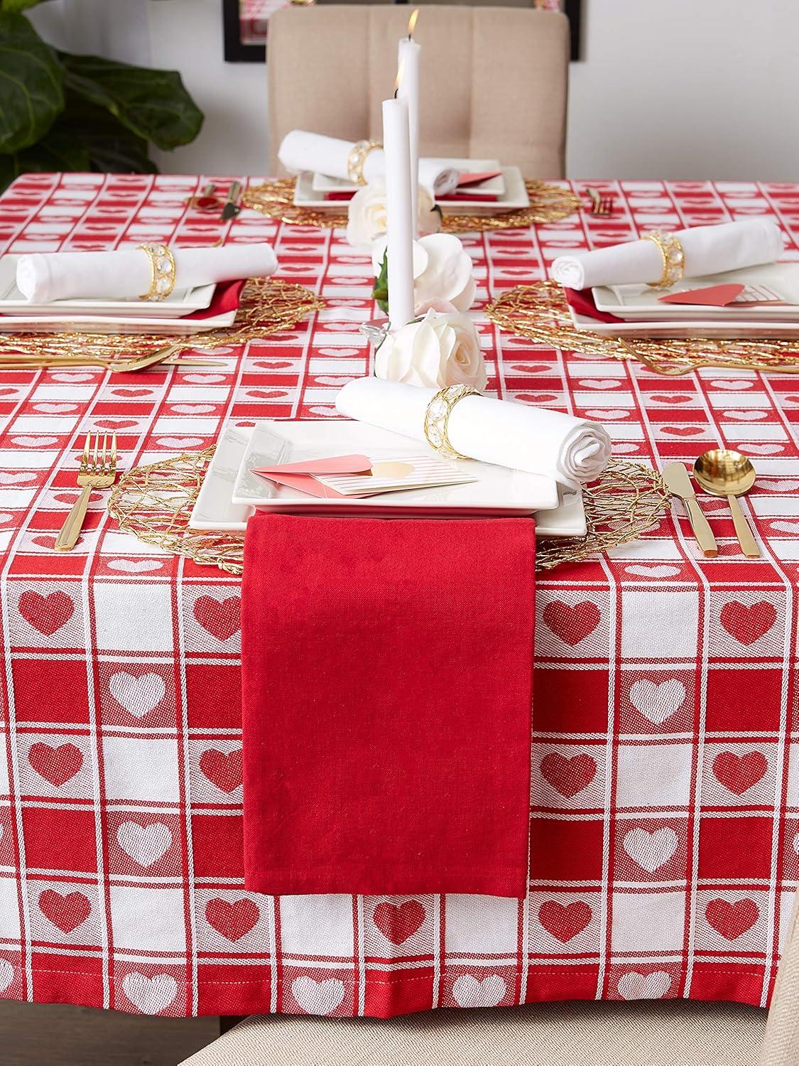 imageDII Valentines Day Tablecloth Check Collection Tablecloth 52x52 Checkered HeartsCheckered Heart
