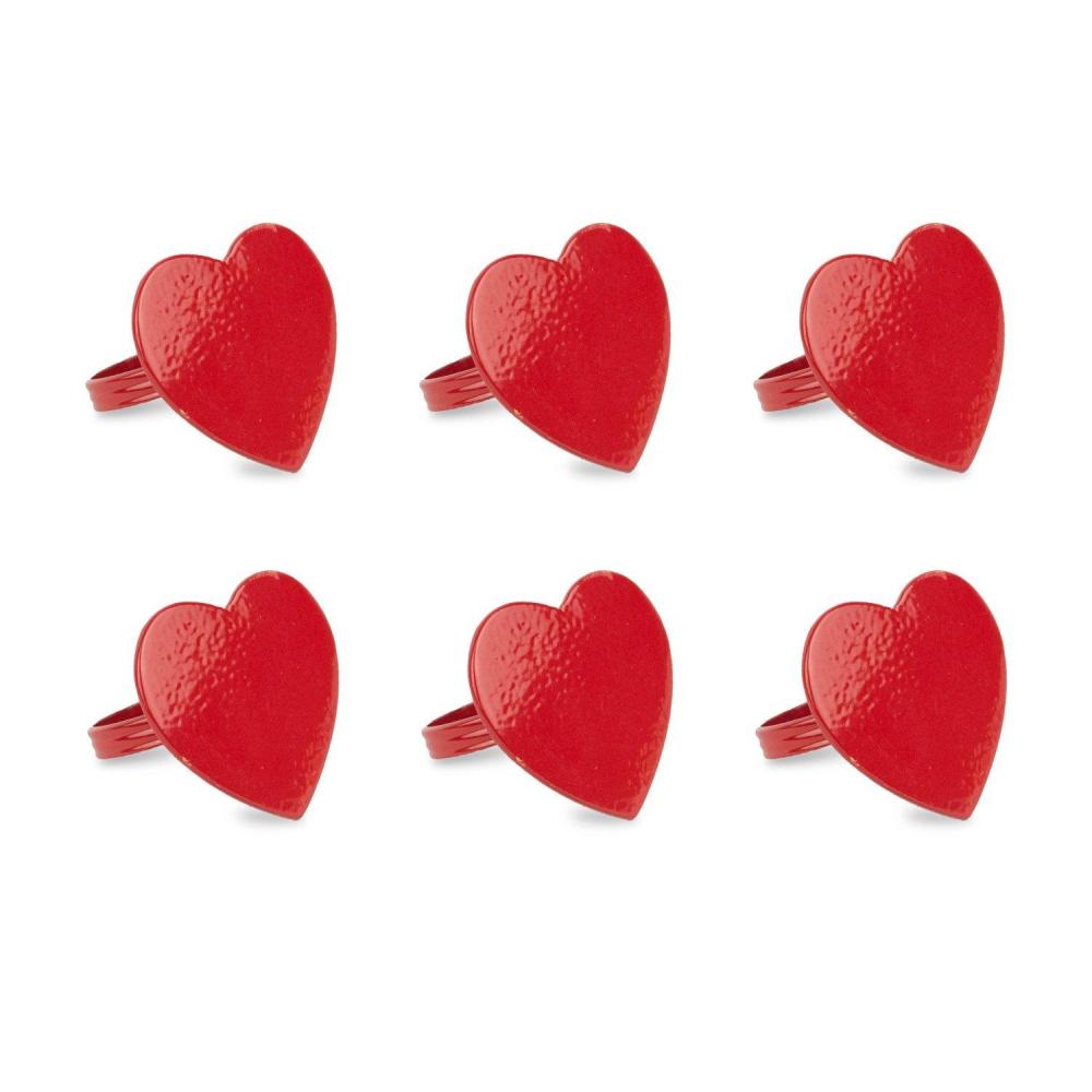 imageDII Decorative Unique Novelty Napkin Ring Set Valentines Day Red Heart 6 Count