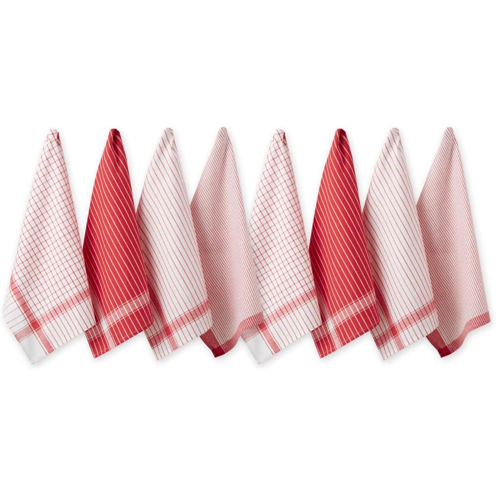 imageDII Everyday Basic Collection Woven Dishtowel Set 20x28 Red 8 PieceRed