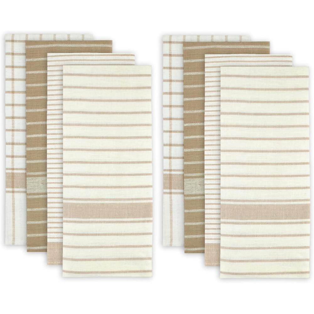 imageDII Everyday Basic Collection Woven Dishtowel Set 20x28 Red 8 PieceTaupe