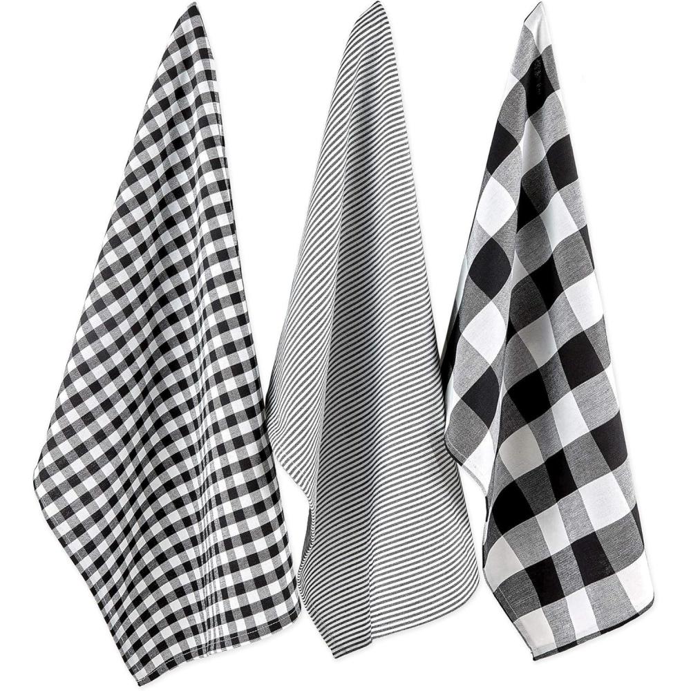 imageDII Gingham Check Kitchen Collection Pink Dishtowel SetBlack