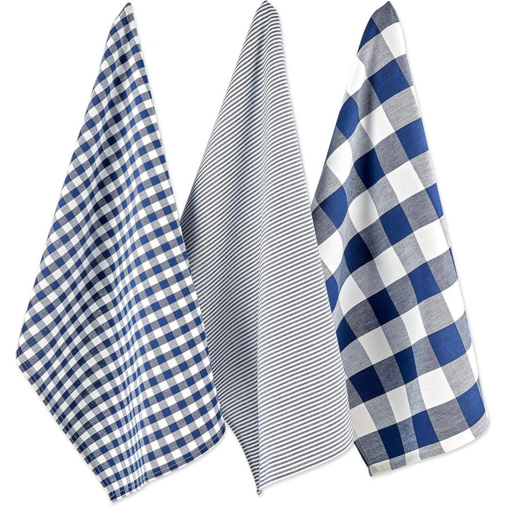 imageDII Gingham Check Kitchen Collection Pink Dishtowel SetNavy