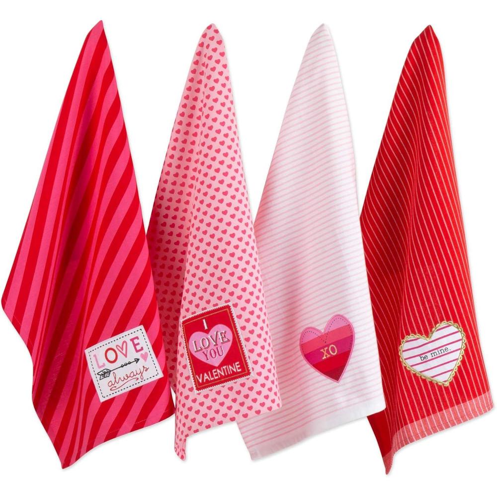 imageDII Valentines Day Collection Kitchen Dishtowel Set 18x28 Embellished Hearts 3 PieceLove