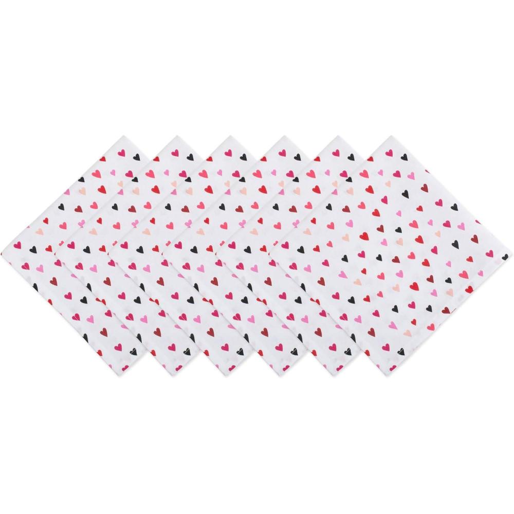 imageDII Valentines Day Collection Napkin Set 20x20 Checkered Heart 6 PieceConfetti Hearts