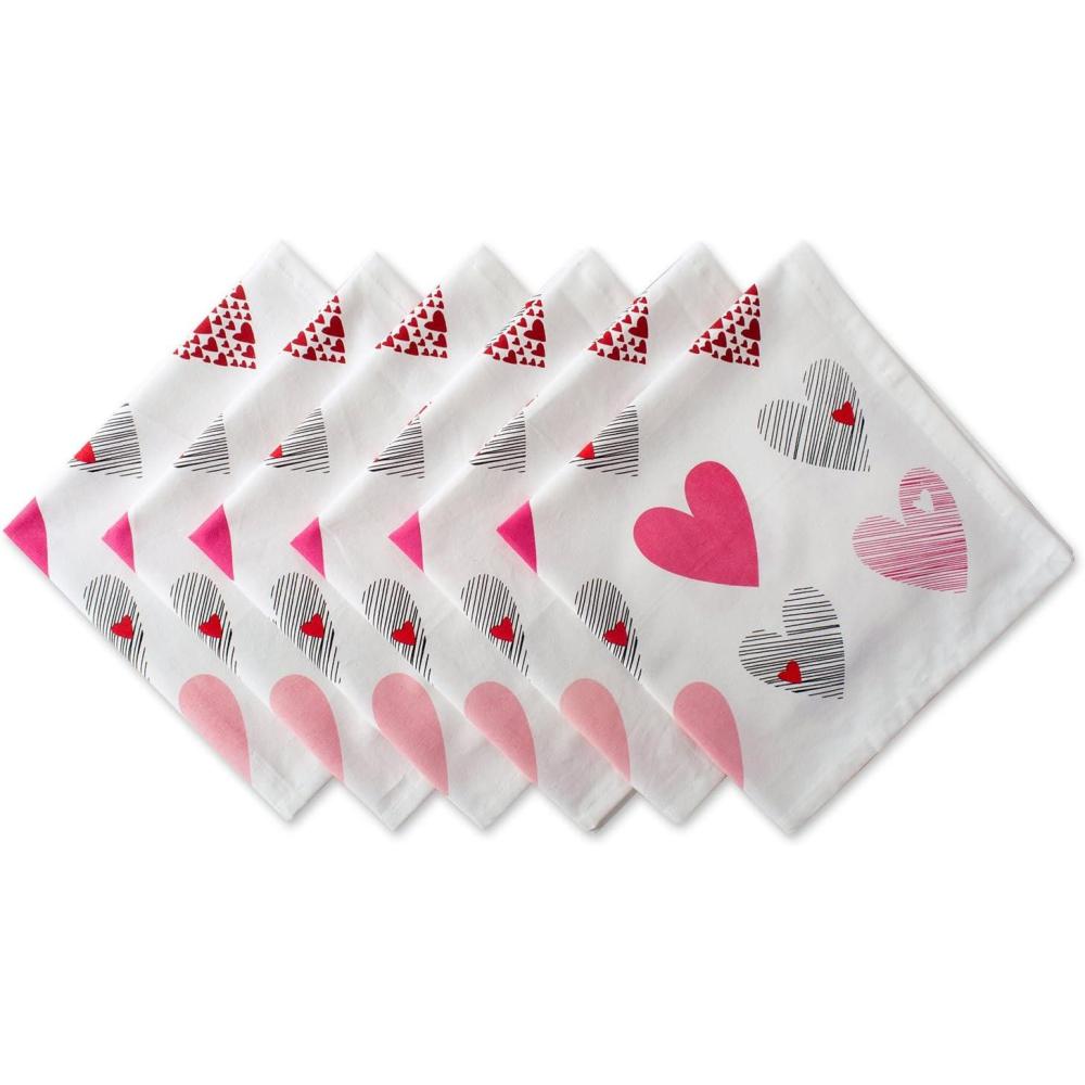 imageDII Valentines Day Collection Napkin Set 20x20 Checkered Heart 6 PieceHearts Collage