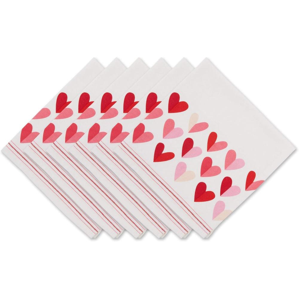 imageDII Valentines Day Collection Napkin Set 20x20 Checkered Heart 6 PieceTwo Hearts