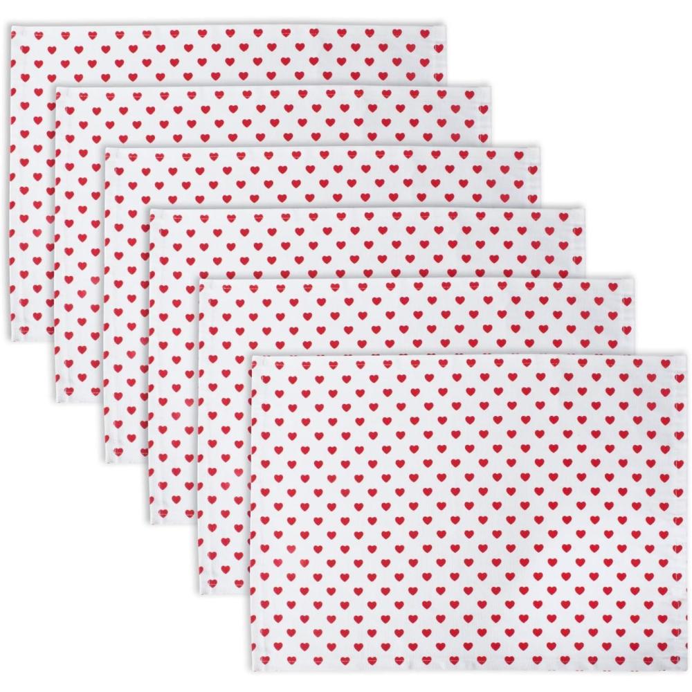 imageDII Valentines Day Table Top Collection Placemat Set 13x19 Little Hearts 6 Piece
