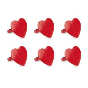 imageDII Decorative Unique Novelty Napkin Ring Set Valentines Day Red Heart 6 Count