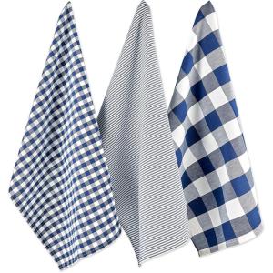 imageDII Gingham Check Kitchen Collection Pink Dishtowel SetNavy