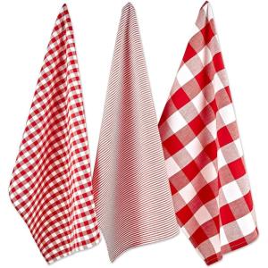 imageDII Gingham Check Kitchen Collection Pink Dishtowel SetRed
