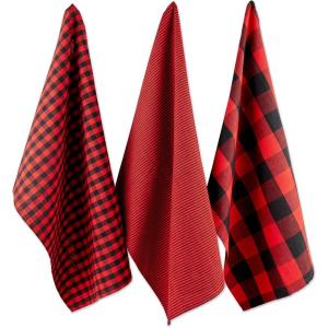 imageDII Gingham Check Kitchen Collection Pink Dishtowel SetRedBlack