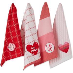 imageDII Valentines Day Collection Kitchen Dishtowel Set 18x28 Embellished Hearts 3 PieceLove Assorted