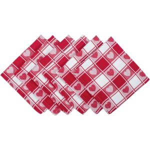 imageDII Valentines Day Collection Napkin Set 20x20 Checkered Heart 6 PieceCheckered Heart