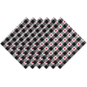 imageDII Valentines Day Collection Napkin Set 20x20 Checkered Heart 6 PieceDobby Hearts Check