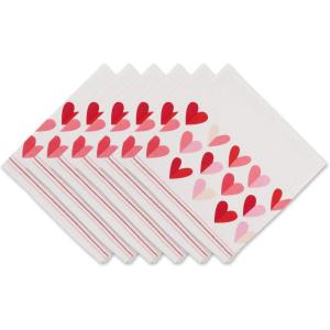 imageDII Valentines Day Collection Napkin Set 20x20 Checkered Heart 6 PieceTwo Hearts