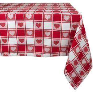 imageDII Valentines Day Tablecloth Check Collection Tablecloth 52x52 Checkered HeartsCheckered Heart