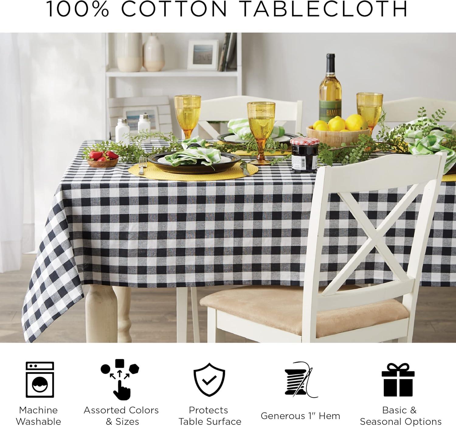 imageDII Autumn Pumpkin Spice Kitchen Collection FallThanksgiving Cotton Table Dcor Tablecloth 70quot Round Orange PlaidOrange Plaid
