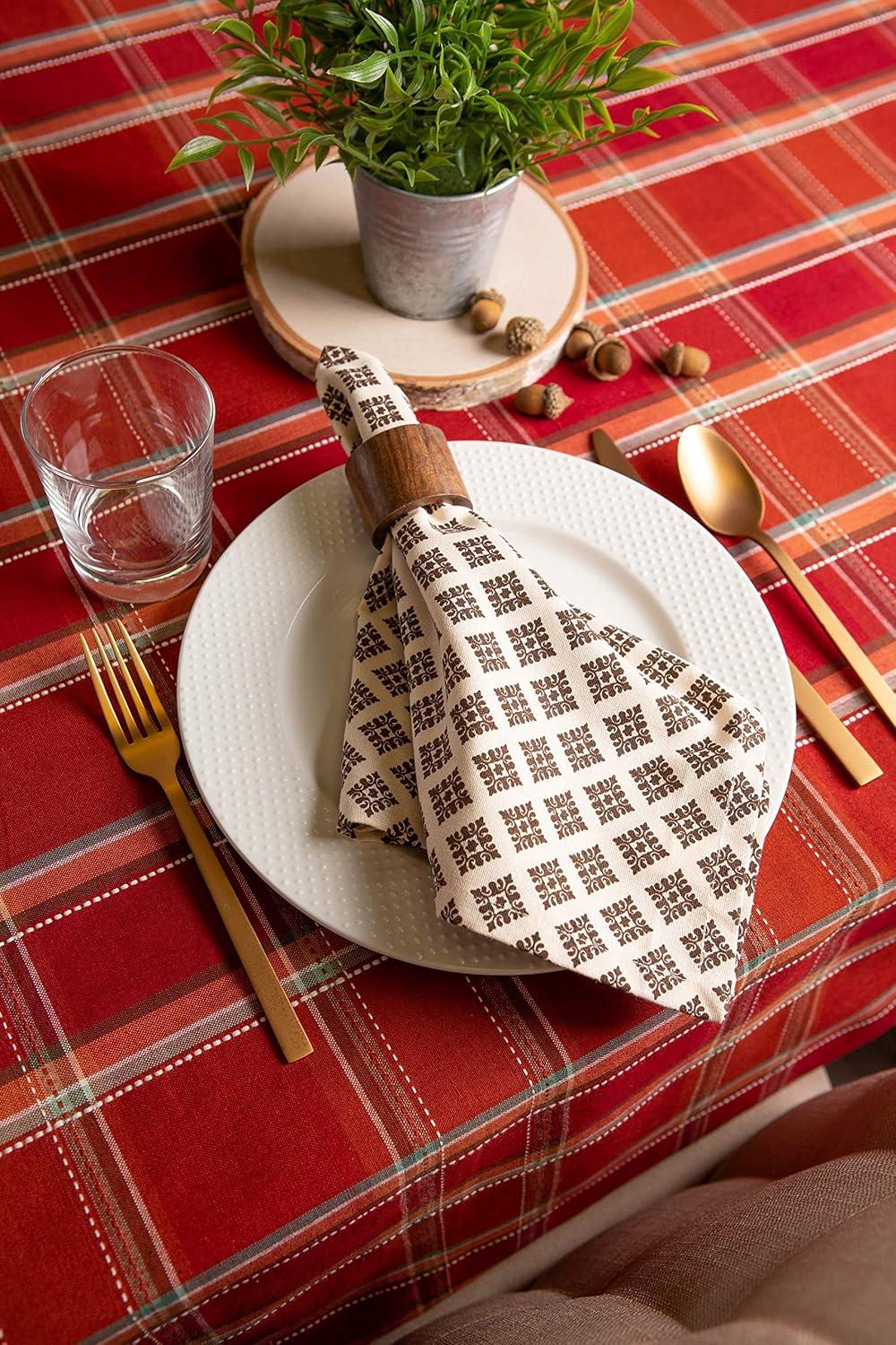 imageDII Autumn Pumpkin Spice Kitchen Collection FallThanksgiving Cotton Table Dcor Tablecloth 70quot Round Orange PlaidOrange Plaid