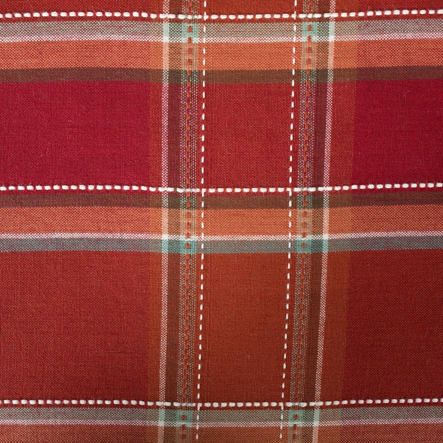 imageDII Autumn Pumpkin Spice Kitchen Collection FallThanksgiving Cotton Table Dcor Tablecloth 70quot Round Orange PlaidOrange Plaid