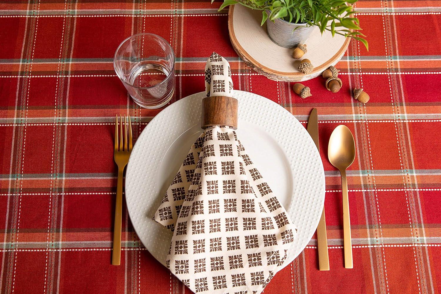 imageDII Autumn Pumpkin Spice Kitchen Collection FallThanksgiving Cotton Table Dcor Tablecloth 70quot Round Orange PlaidOrange Plaid